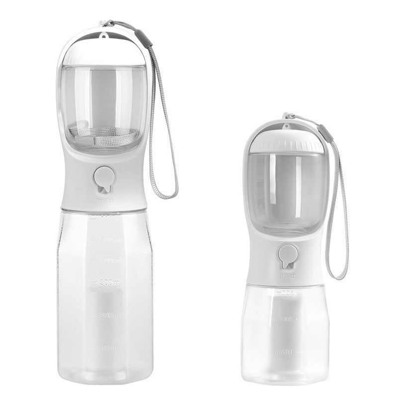 Botella 3 en 1 para perros en blanco, versiones de 600 ml y 300 ml