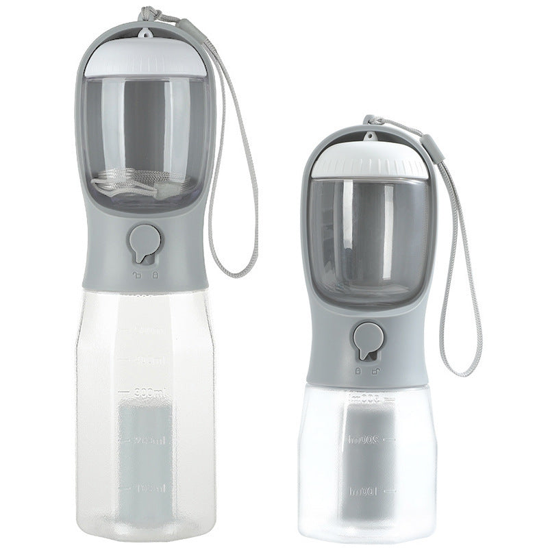 Botella 3 en 1 para perros en gris humo, versiones de 600 ml y 300 ml