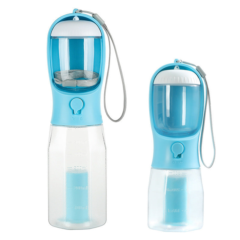 Botella 3 en 1 para perros en turquesa, versiones de 600 ml y 300 ml