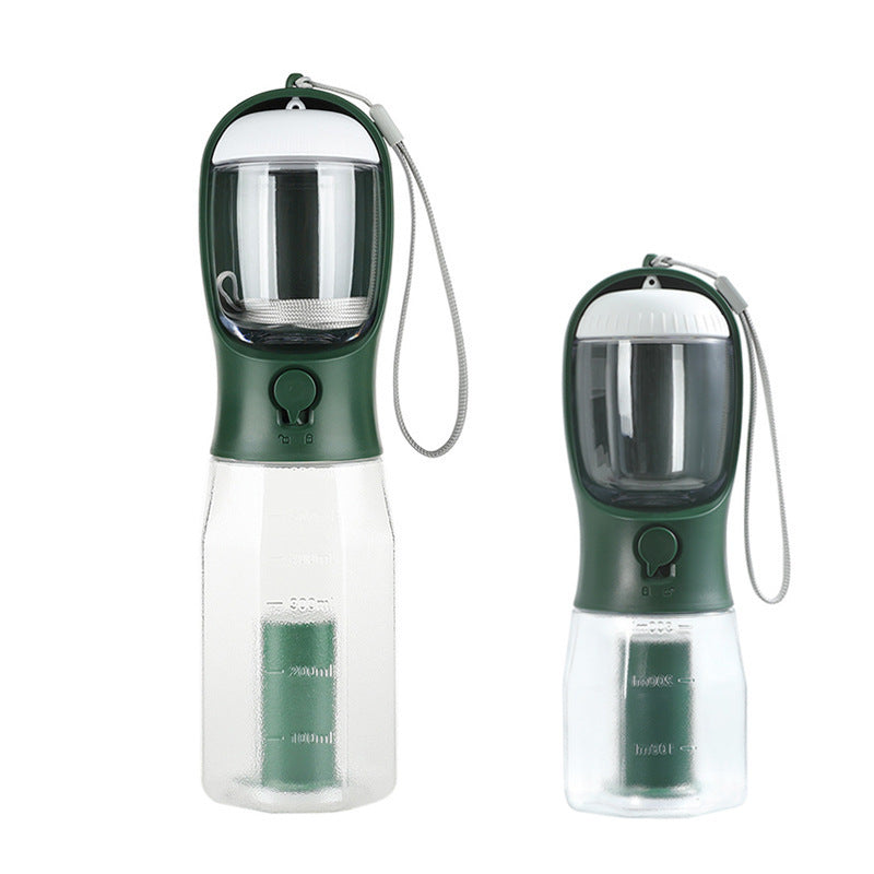 Botella 3 en 1 para perros en verde oscuro, versiones de 600 ml y 300 ml