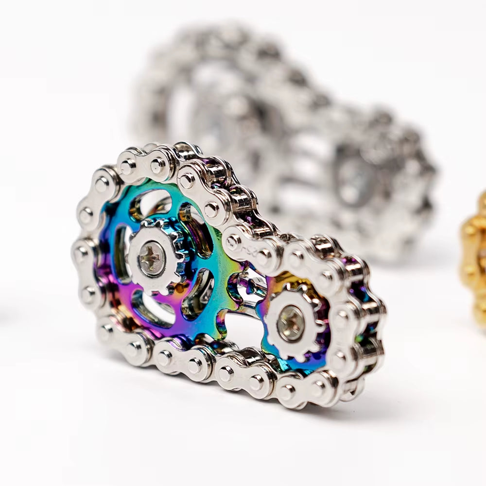 Sprockets Flywheel Fingertip Gyro Fidget Spinner Antistress Anxiety Metal Bike Chains EDC Spinner Fidget Toys for Adult Kids
