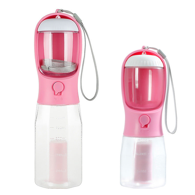 Botella 3 en 1 para perros en rosa cerezo, versiones de 600 ml y 300 ml