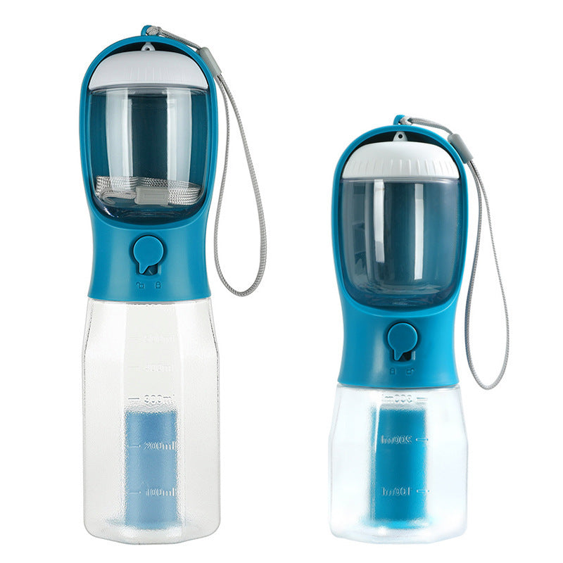 Botella 3 en 1 para perros en azul tinta, versiones de 600 ml y 300 ml